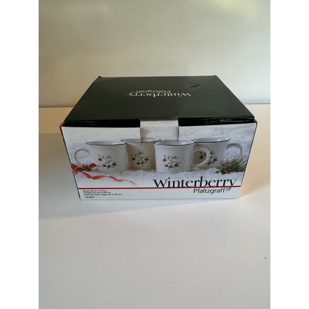 Pfaltzgraff Winterberry Mug Set of 4 Holiday Christmas Holly 12 oz 10928900